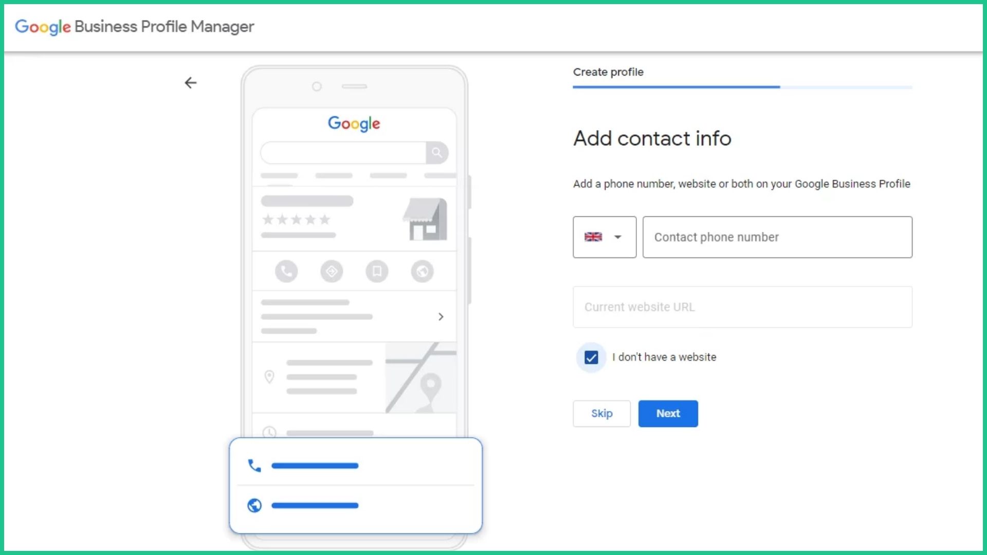 Giao diện khai báo thông tin nhà hàng trên Google Business Profile Manager
