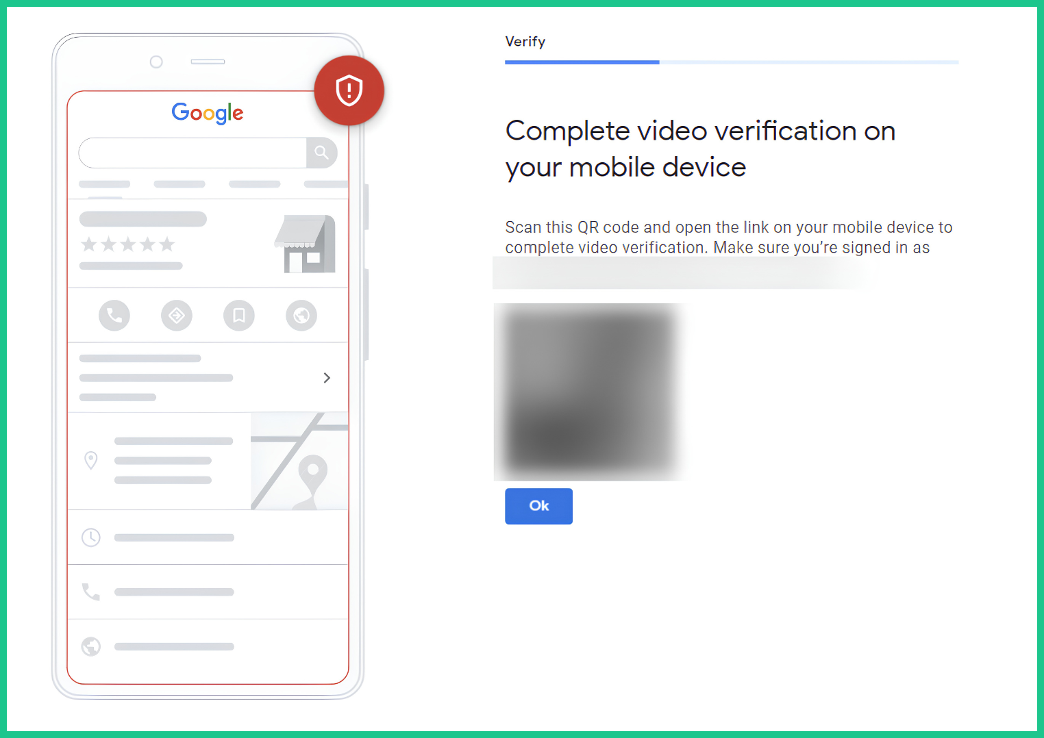 Google yêu cầu quét mã QR để tiếp tục quy trình xác minh video trên thiết bị di động