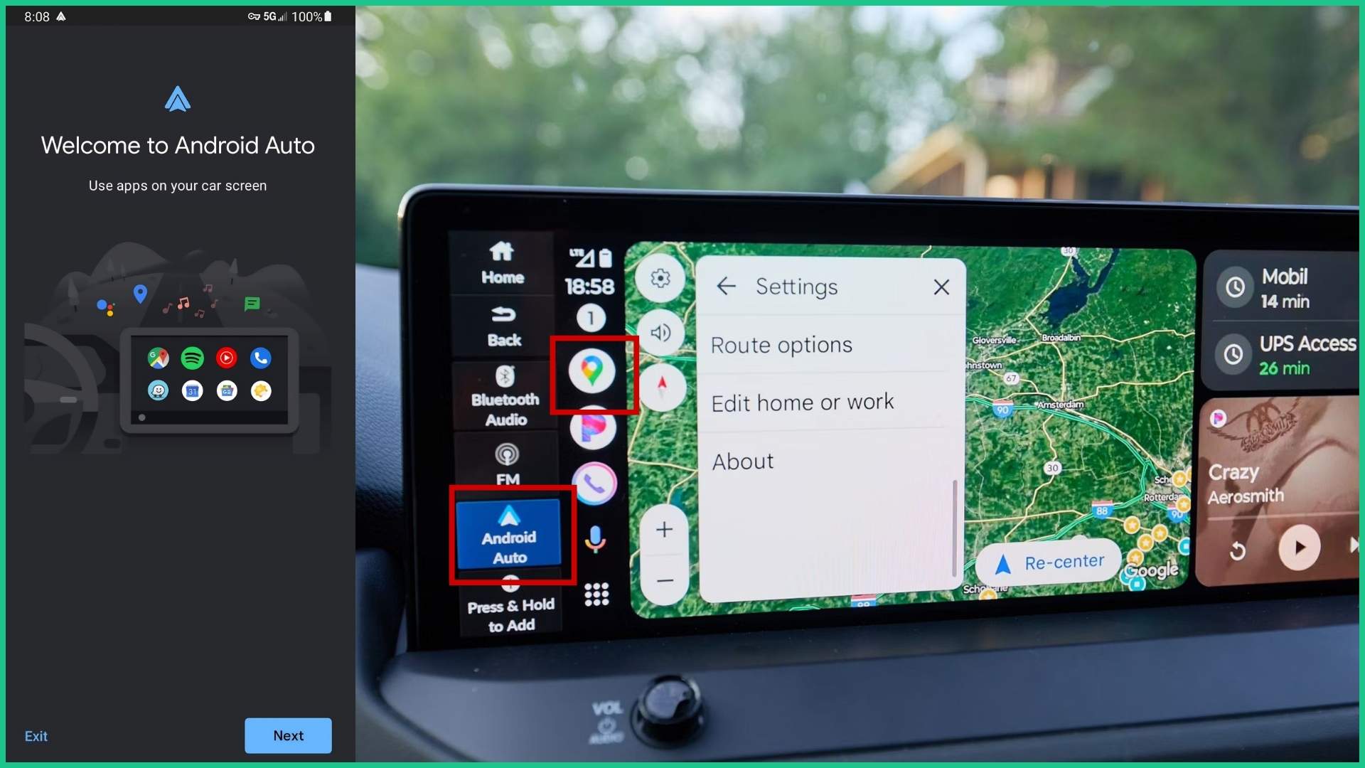 Android Auto cho phép đưa Google Maps từ điện thoại lên màn hình ô tô