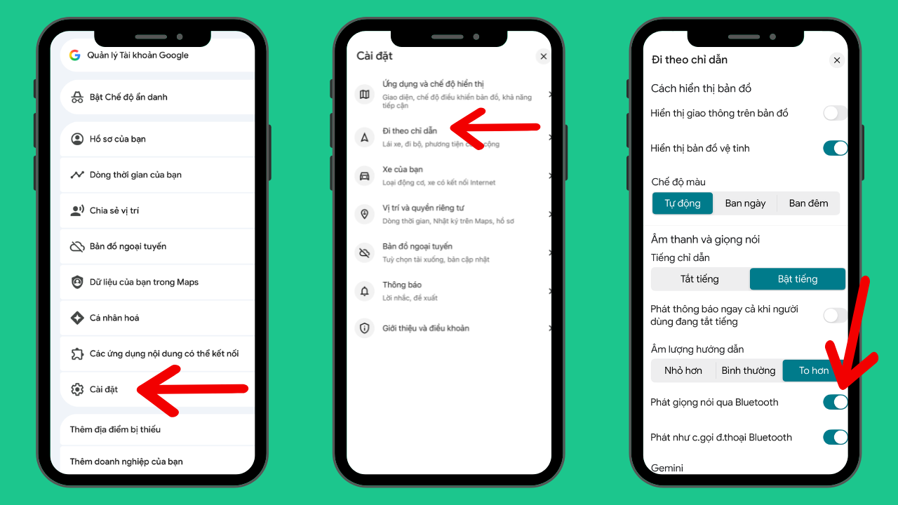 Google Maps cho phép bật tùy chọn phát giọng nói qua Bluetooth khi kết nối với loa ô tô