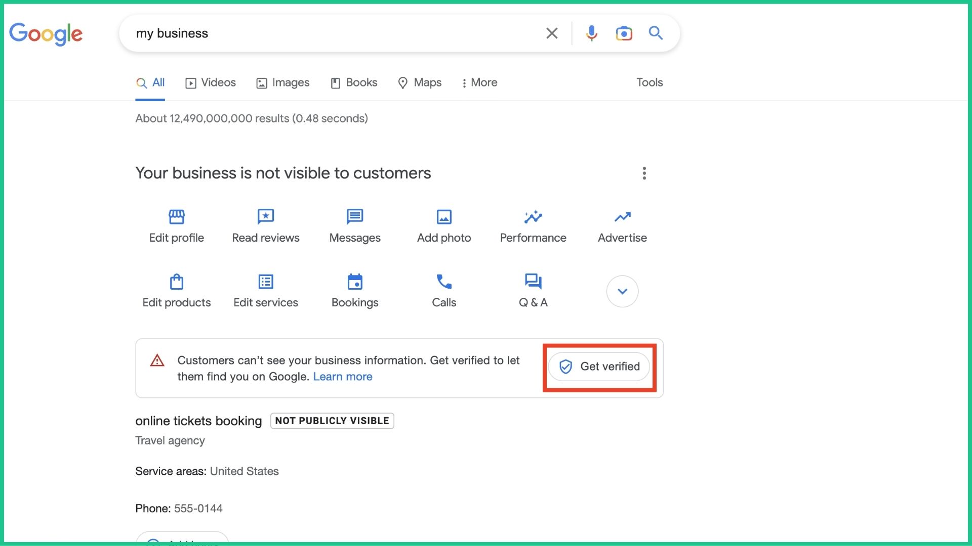 kiểm tra trạng th&aacute;i x&aacute;c minh doanh nghiệp tr&ecirc;n google maps