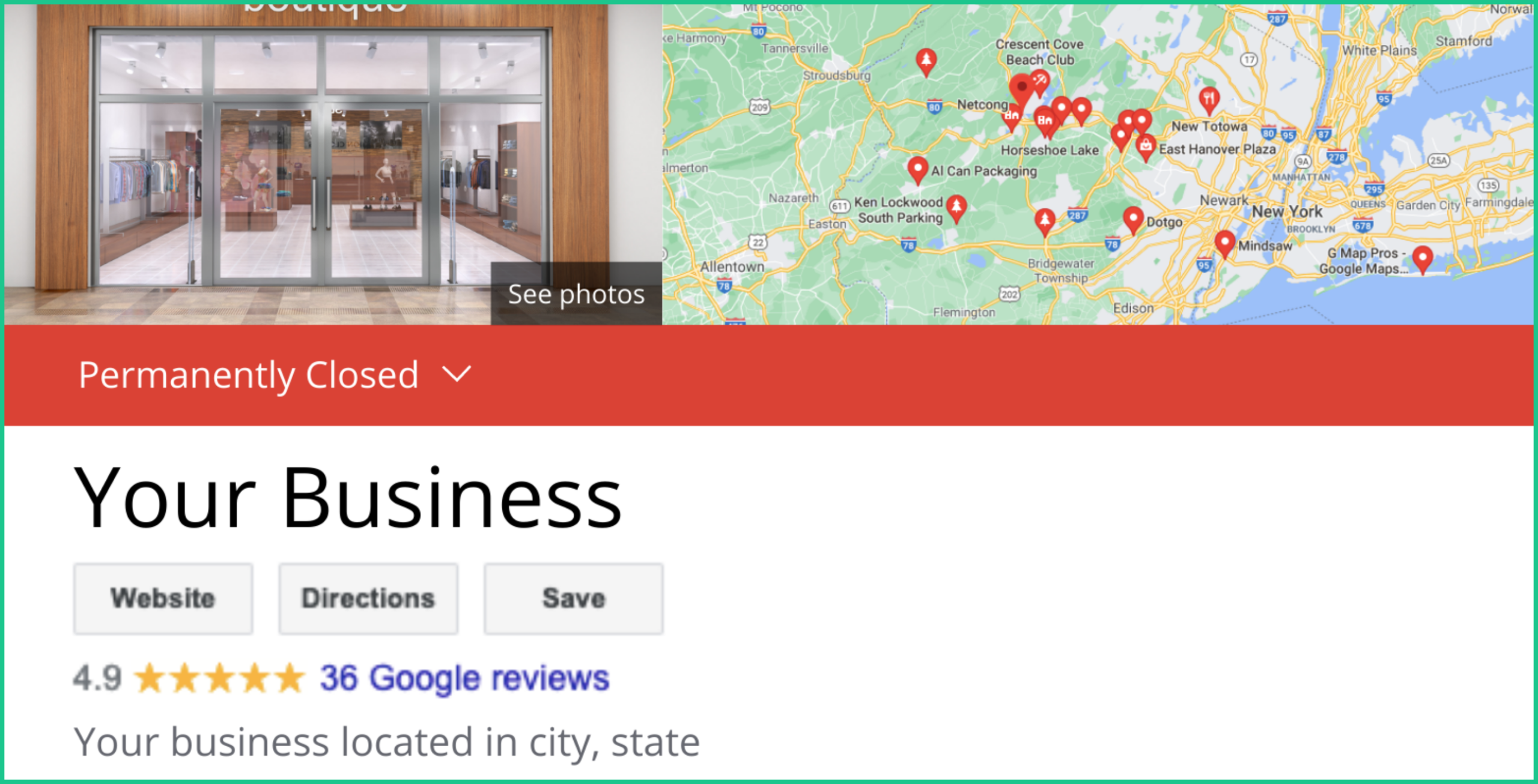 Hồ sơ doanh nghiệp trên Google Maps hiển thị trạng thái đóng cửa vĩnh viễn